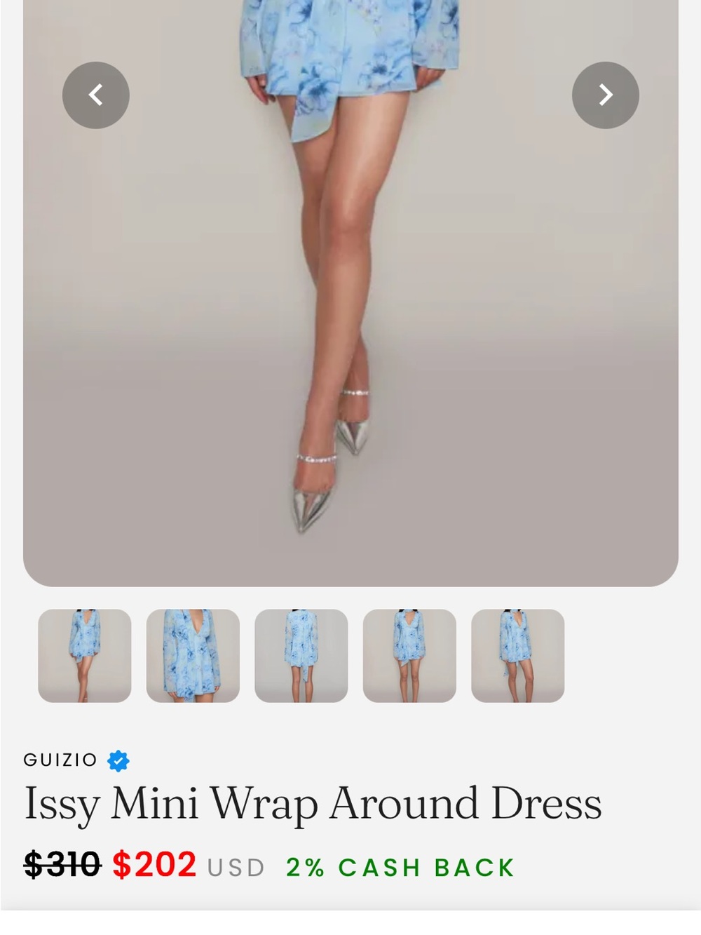 Brand New Danielle Blue Floral Plunge Mini Dress